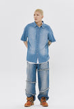 WASHED DENIM HALF SHIRT