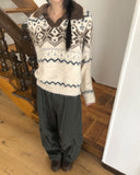 Neuel Nordic color matching collar loose fit long sleeve knit