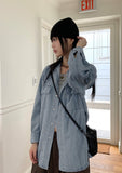 Biphy denim hooded snap denim jacket shirts