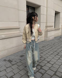 Midyu Leather Crop Blouson Jumper