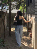 [MADE] Betts Light Washing Back Banding Denim Long Wide Pants