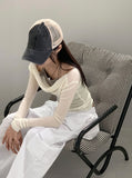 [Wool 30] Newel Modal Draping Ballet Core Off Shoulder Long Sleeve T-shirt