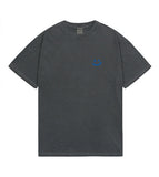 Small Drawing Smile Pigment Short Sleeve T-shirt Blue Logo