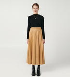 Fox Leather Long Pleated Skirt