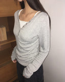 Ribe Burton V-Neck Ribbed Long Sleeve T-Shirt