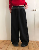 Nadine Studded Banding Strap Wide-Fit Training Long Pants