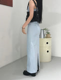 Denim slit long skirt