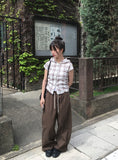 Fran Check Hood Short Sleeve Blouse
