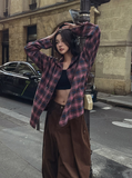 Solar loose fit hooded checkered shirt