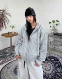Las Cable Hooded Knit Zip-Up