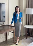 Medon Slit Check H-line Long Skirt