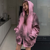(UNISEX) Dirty Spray Shine Warmer Hood Zip-up