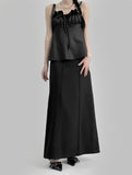 Belted cut long skirt