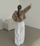 Two-Way Thick Brushed Cut Jogger Wide Banding Pants