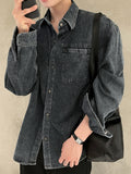 Washed denim shirt jacket