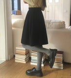 Chizen Corduroy A-Line Midi Skirt