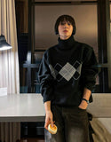 Argyle turtleneck knit