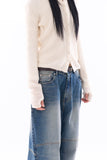 Need wool crop round-neck cardigan