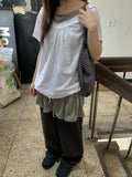 Mimur V-neck Dot Layered Off-shoulder Tee