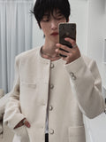 Shaki Tweed Round Jacket