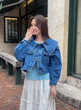 Milo Big Collar Crop Denim Jacket