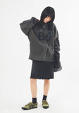 Patch track pigment dyeing sweatshirt