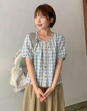 Hulco Lace Check Short Sleeve Blouse