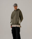 Divide neck up brushed hoodie