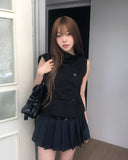 Near Unbalance High Neck Button Top