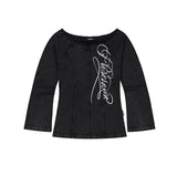 WASHED CUT OUT PRESENT OFF SHOULDER TEE