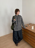 Pellet Stitch Cut Raw Denim Wide Pants