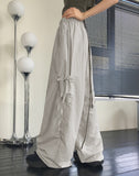 Uble ribbon cargo pocket nylon wide pants