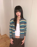 Runley Striped Shibori Round Neck Long Sleeve Cardigan