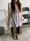 Fineb Button Pocket Layered Sleeveless One Piece
