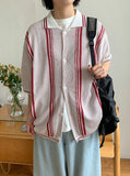 [unisex] Hookend Summer Stripe Short Sleeve Cardigan