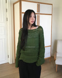[MADE] Tens Crochet Net Overfit Boat Neck Knit