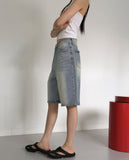 Kaeon Vintage Washed Denim Half Bermuda Pants