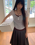 Naun Flower Round Button Short Sleeve T-Shirt