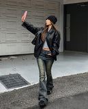 Hazel loose-fit pocket leather jumper