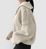 Cable Lulu Two-Way Loose Fit Knit Zip-Up