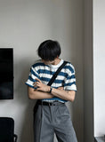 Baron cable stripe short sleeve knit