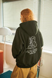 Trembling Bear Embroidery Brushed Hood Zip Up