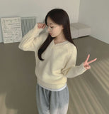V-Neck Shirring Loose Fit Daily Knit