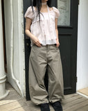 Colf back banding wide pants