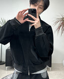Hide Glossy Pleats Leather Jumper