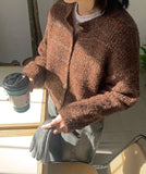 Lunve Wool Boucle Mix Color Cropped Cardigan