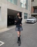 Shino Washing Denim Mini Skirt
