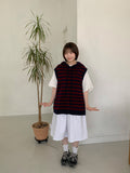 [unisex] Henken Stripe Hood Knit Vest