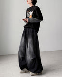Check Skirt Layered Denim