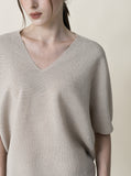 [Premium] Whole Garment Ariere V-neck Linen Knit